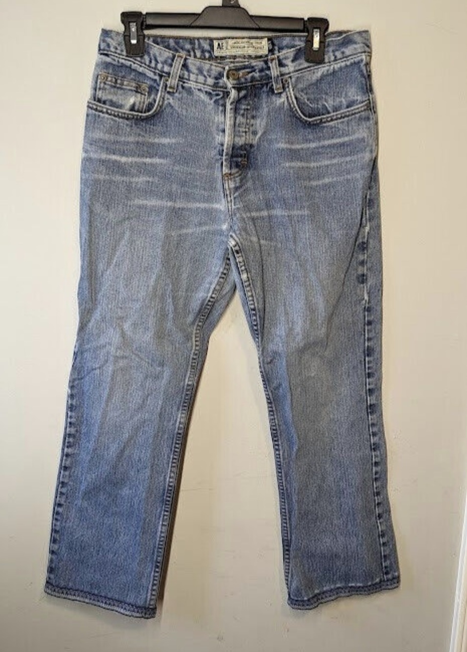 Vintage American Eagle Straight Leg Jeans Womens Size 8 Light Wash Border Cuff